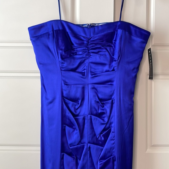 Nicole Miller NWT royal blue 8 strapless rouched cocktail dress - Picture 2 of 11